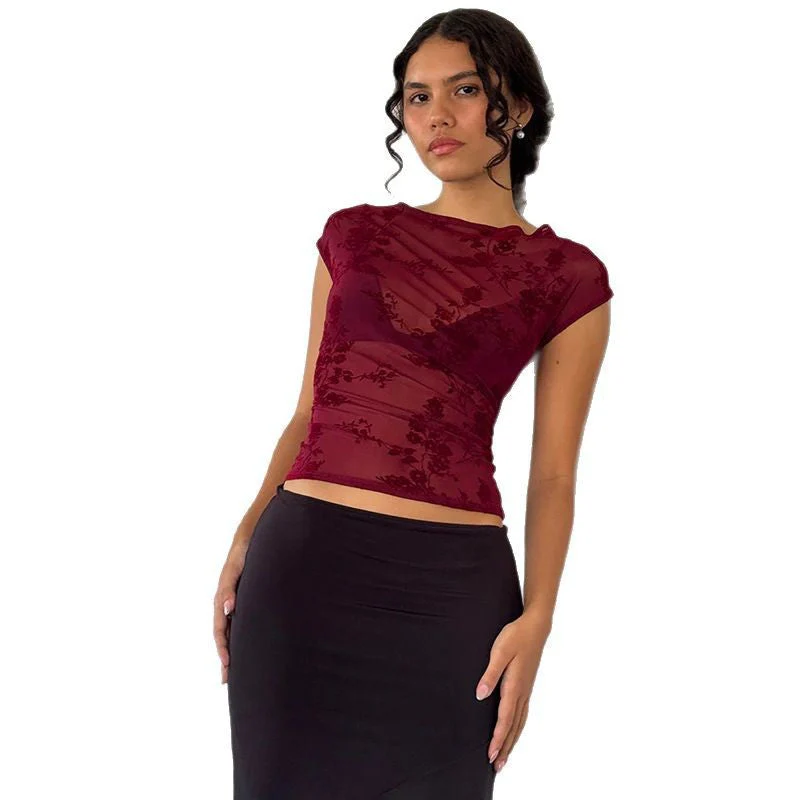 Damen Spitzenoberteil mit Floralem Muster und Transparenter Gestaltung Heidi-Mode - Image 5
