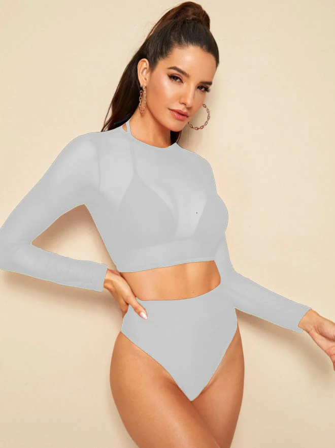 Damen Sport-Bikini-Set mit Langarm-Oberteil und Hoher Taille Heidi-Mode - Image 6