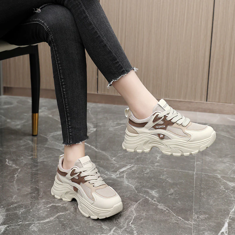Damen sportive Chunky Sneakers mit atmungsaktivem Mesh-Obermaterial und dämpfendem Sohlenprofil Heidi Mode - Image 3