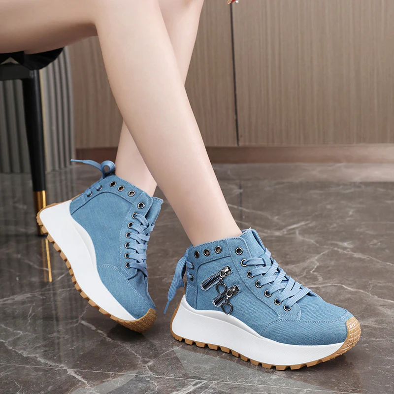 Damen sportive High-Top Sneakers mit modischem Reißverschluss und rutschfester Sohle Heidi Mode - Image 3
