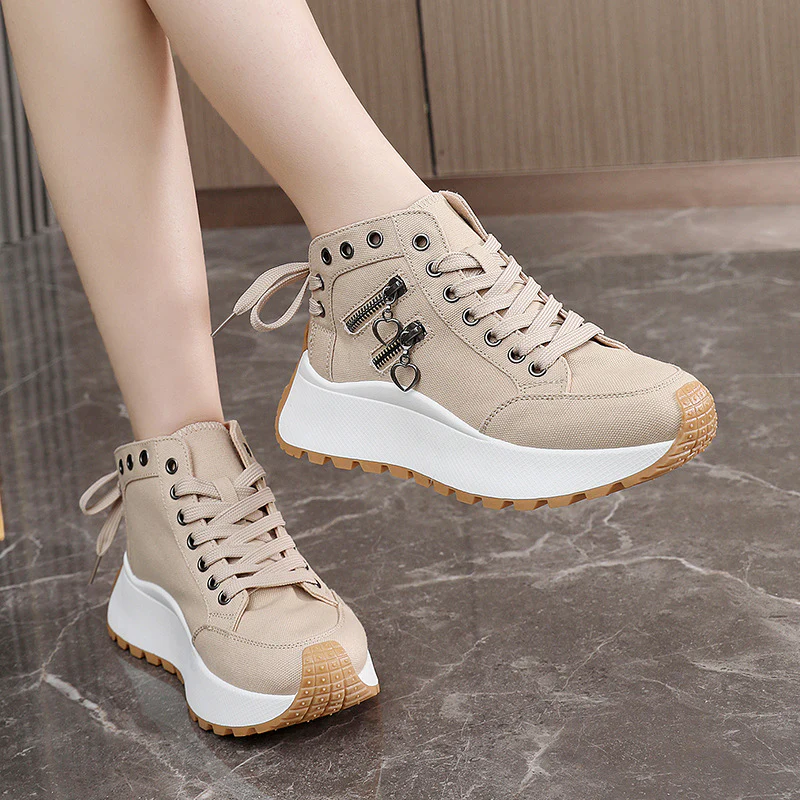 Damen sportive High-Top Sneakers mit modischem Reißverschluss und rutschfester Sohle Heidi Mode - Image 4