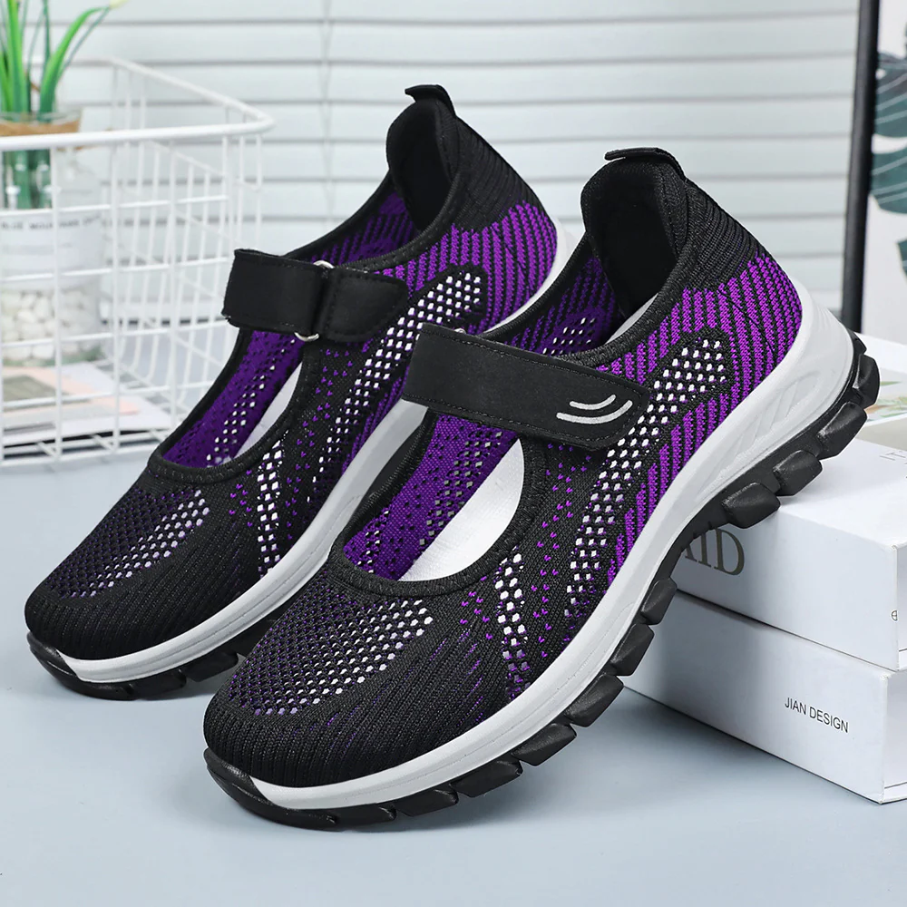 Damen Sportliche Ballerinas mit Klettverschluss und atmungsaktivem Obermaterial Heidi Mode - Image 2