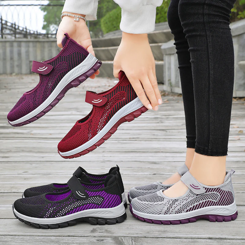 Damen Sportliche Ballerinas mit Klettverschluss und atmungsaktivem Obermaterial Heidi Mode - Image 4