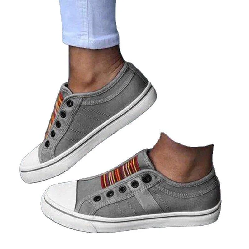 Damen Sportliche Canvas Sneaker mit buntem Streifenmuster Heidi Mode - Image 5