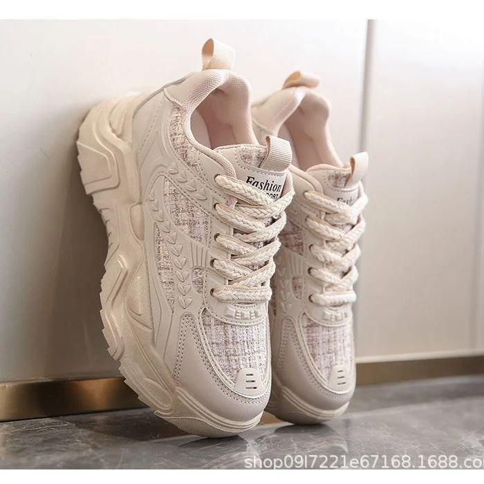 Damen Sportliche Chunky-Sneaker mit atmungsaktiver Oberflächenstruktur und stabiler Dämpfung Heidi Mode