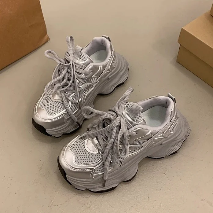 Damen Sportliche Chunky Sneakers mit atmungsaktiven Mesh-Einsätzen und dämpfender Sohle Heidi Mode