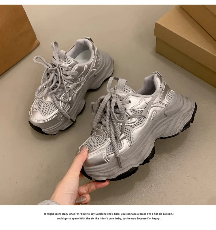 Damen Sportliche Chunky Sneakers mit atmungsaktiven Mesh-Einsätzen und dämpfender Sohle Heidi Mode - Image 7