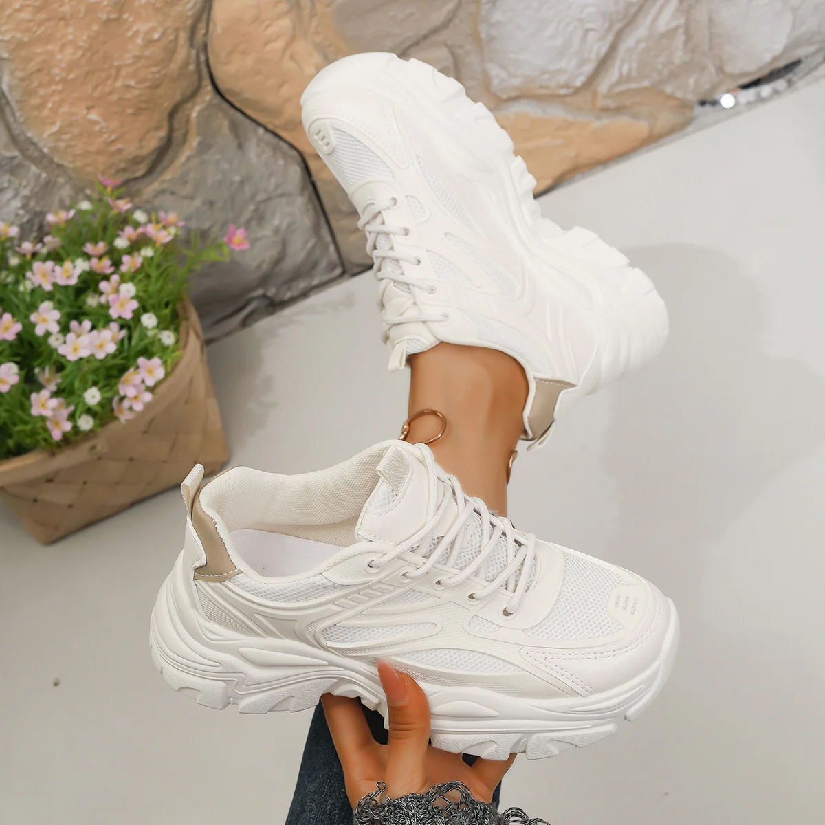 Damen Sportliche Chunky Sneakers mit atmungsaktiver Mesh-Oberfläche und flexibler Sohle Heidi Mode - Image 4