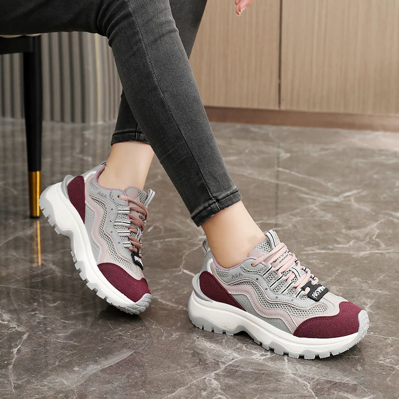 Damen Sportliche Chunky Sneakers mit atmungsaktiver Mesh-Oberfläche und gummierter Sohle Heidi Mode - Image 3
