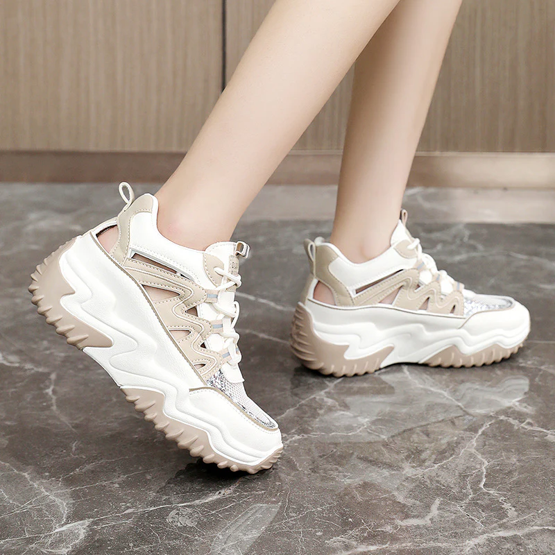 Damen Sportliche Chunky Sneakers mit atmungsaktiver Mesh-Oberfläche und robustem Profil Heidi Mode - Image 3