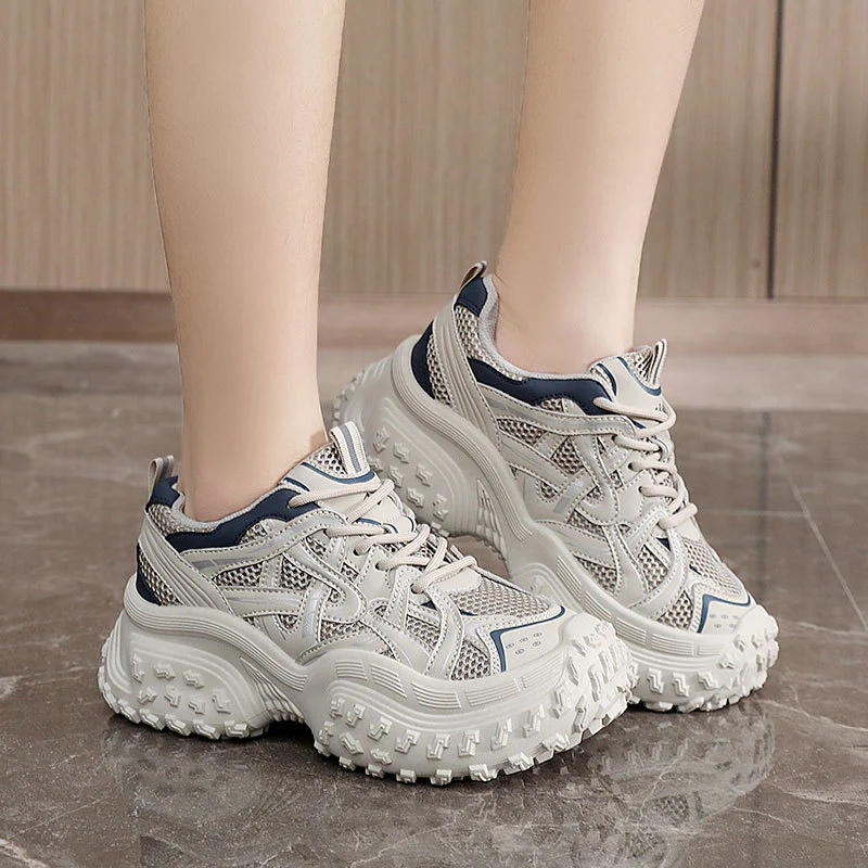 Damen Sportliche Chunky Sneakers mit atmungsaktiver Mesh-Oberfläche und stoßdämpfender Sohle Heidi Mode - Image 4