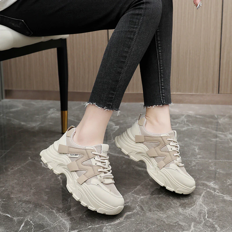 Damen Sportliche Chunky Sneakers mit atmungsaktiver Obermaterialstruktur Heidi Mode - Image 4