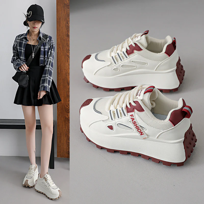Damen Sportliche Chunky Sneakers mit dämpfendem Profil und atmungsaktiver Obermaterialstruktur Heidi Mode