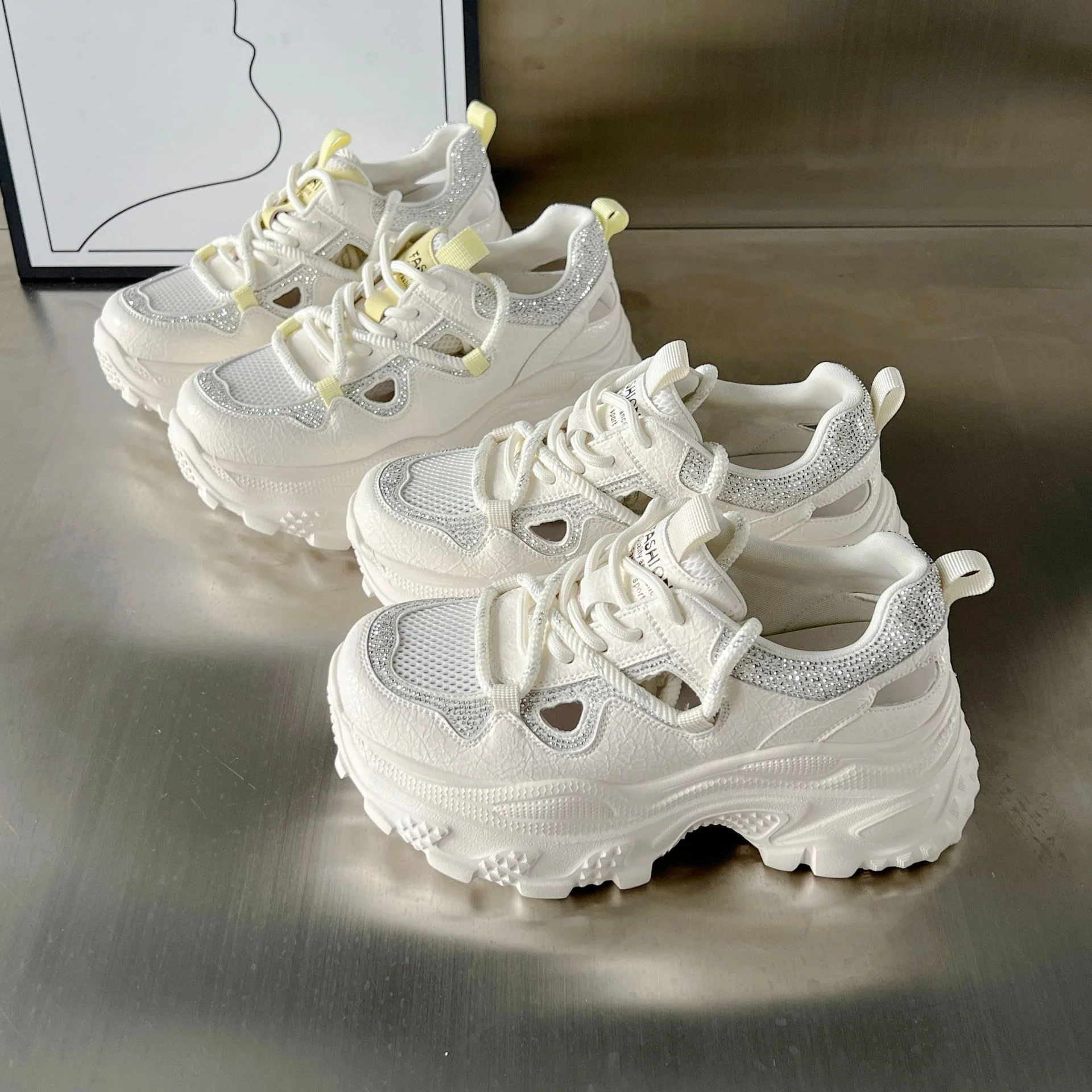 Damen Sportliche Chunky Sneakers mit modischem Netzdesign und rutschfester Sohle Heidi Mode - Image 3
