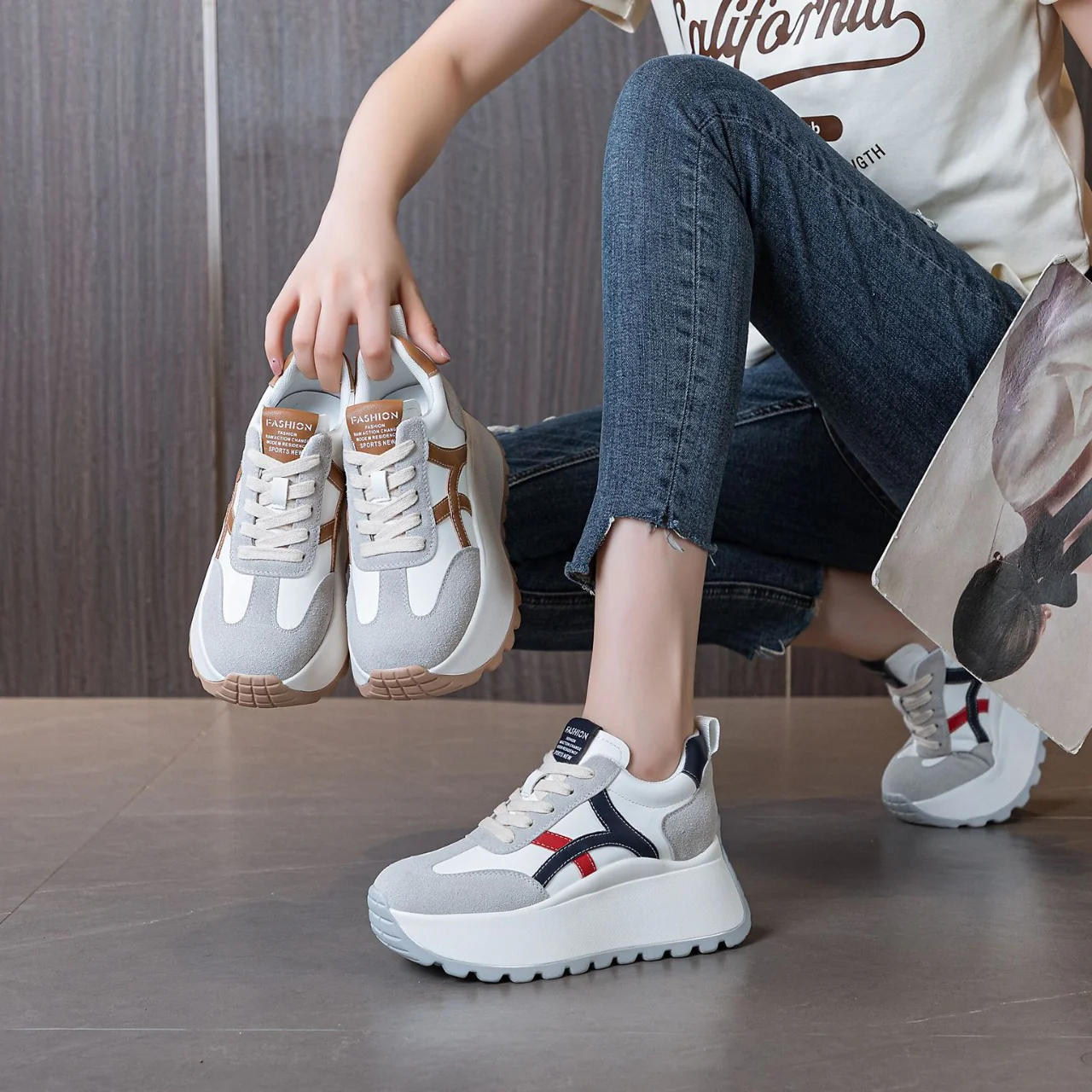 Damen Sportliche Damen Sneaker mit hohem Plateau und hochwertiger Dämpfung Heidi Mode - Image 3