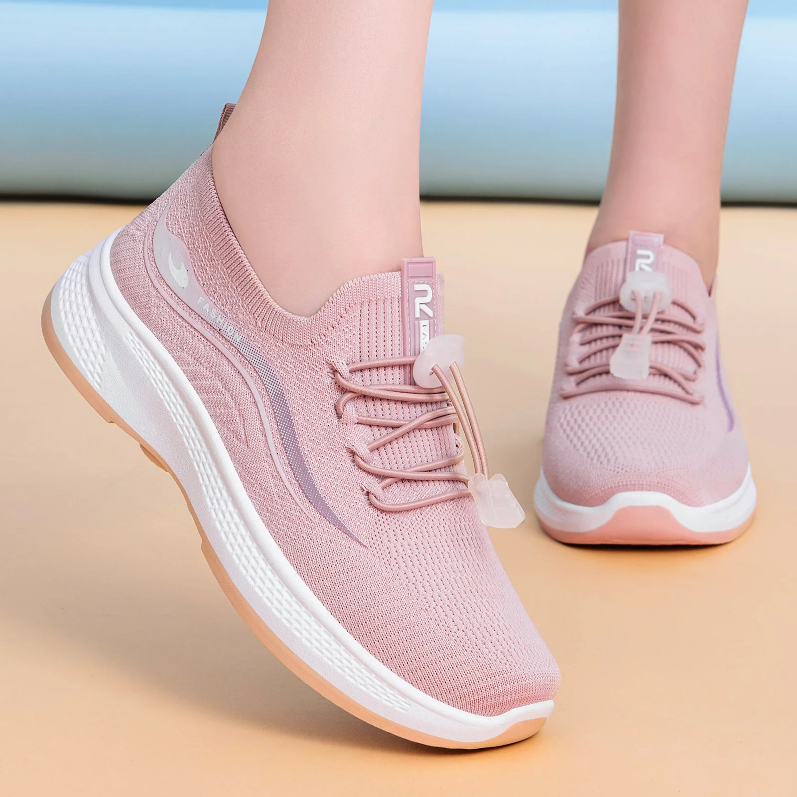 Damen Sportliche Freizeit-Sneaker mit elastischem Schnellschnürsystem und atmungsaktivem Obermaterial Heidi Mode - Image 4