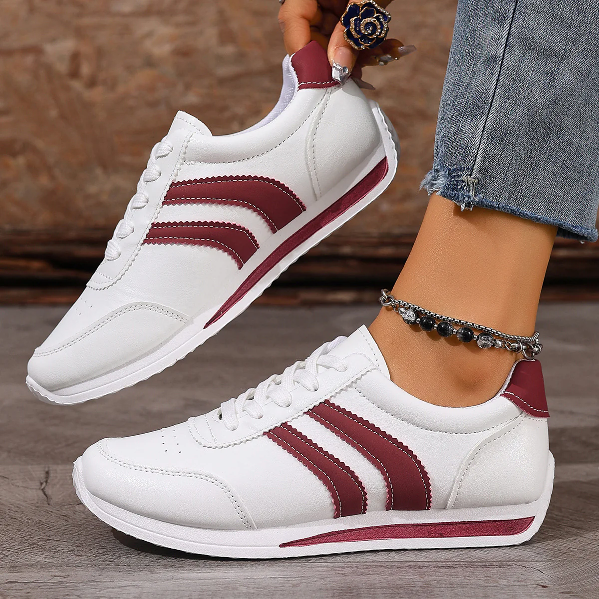 Damen Sportliche Freizeitsneakers mit atmungsaktiver Oberflächenstruktur und rutschfester Sohle Heidi Mode - Image 6