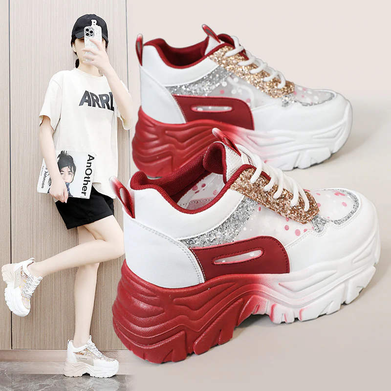 Damen Sportliche Glitter Sneakers mit trendiger Plateausohle Heidi Mode - Image 3