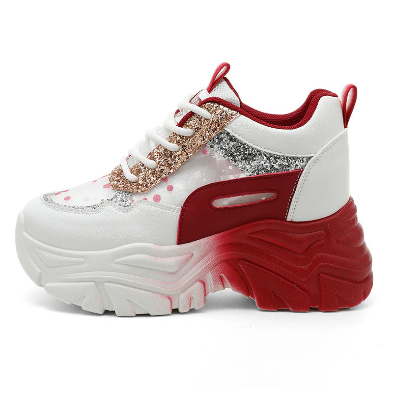 Damen Sportliche Glitter Sneakers mit trendiger Plateausohle Heidi Mode - Image 6