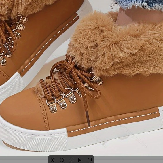 Damen Sportliche High-Top Sneaker mit flauschigem Kunstfellkragen Heidi Mode - Image 3