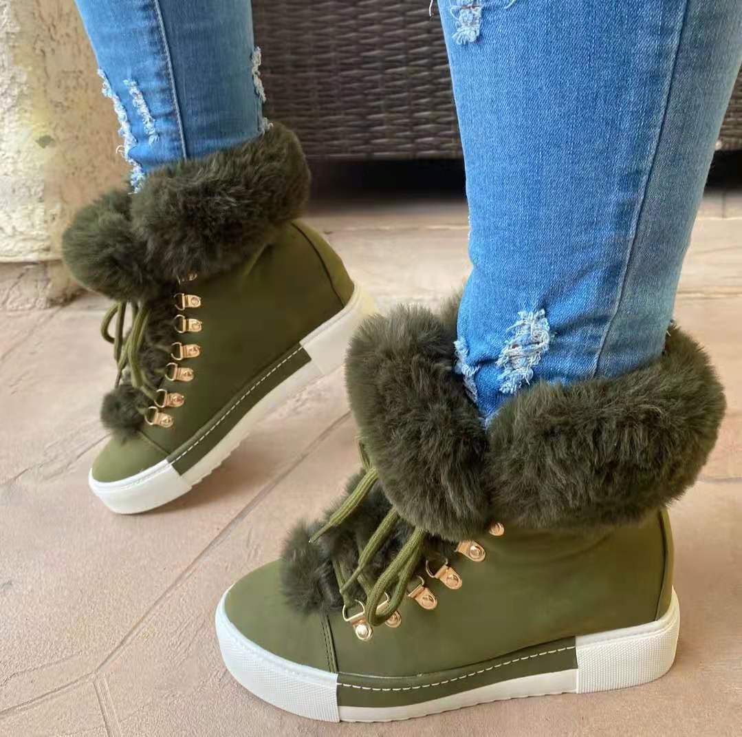 Damen Sportliche High-Top Sneaker mit flauschigem Kunstfellkragen Heidi Mode - Image 4