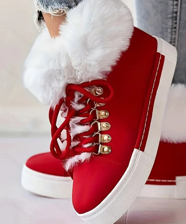 Damen Sportliche High-Top Sneaker mit flauschigem Kunstfellkragen Heidi Mode - Image 7