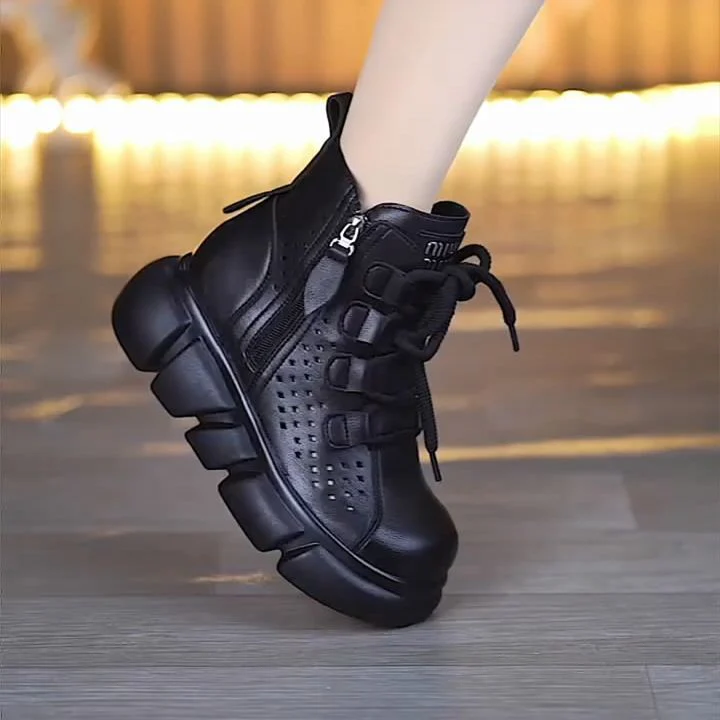 Damen Sportliche High-Top Sneakers mit atmungsaktiver Mesh-Oberfläche Heidi Mode - Image 4
