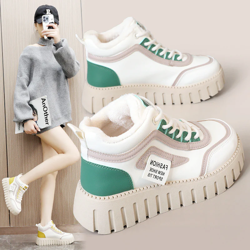 Damen Sportliche High-Top Sneakers mit dämpfendem Sohlenprofil und kuscheligem Innenfutter Heidi Mode - Image 2