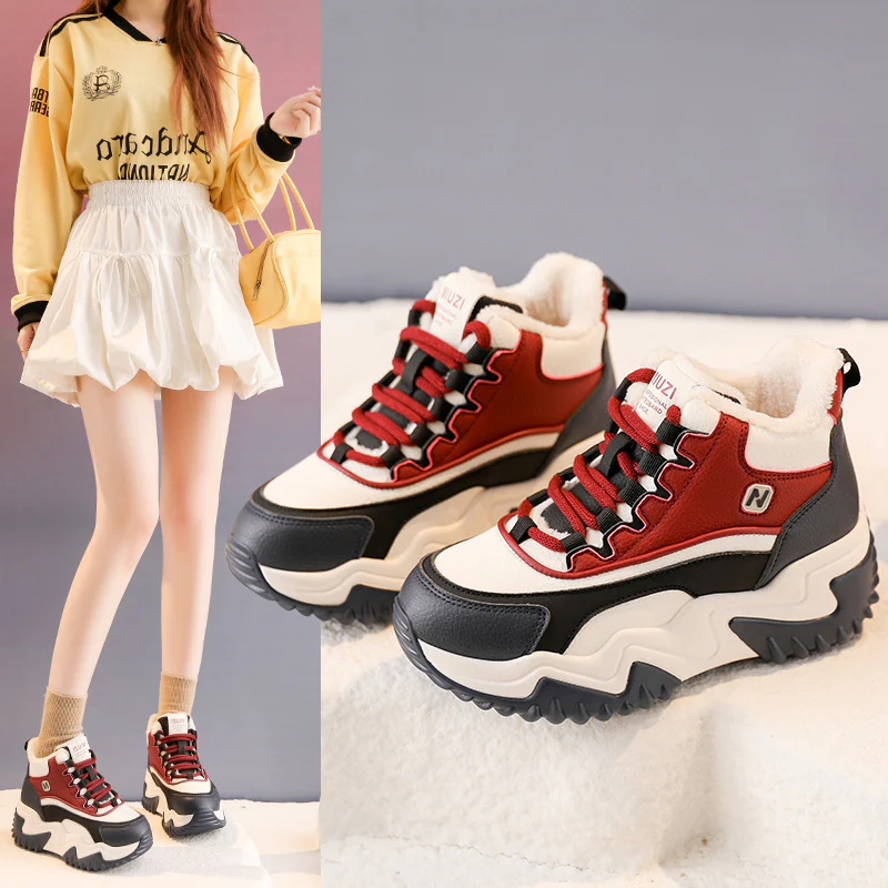 Damen sportliche High-Top Sneakers mit dickem Profil und dämpfendem Innenfutter Heidi Mode