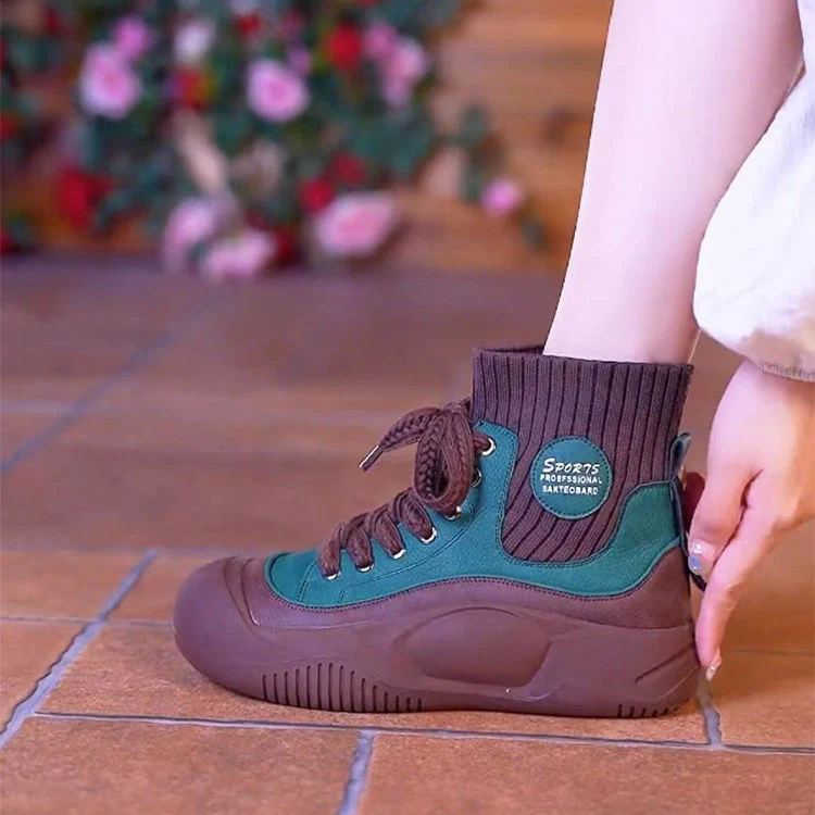 Damen sportliche High-Top Sneakers mit flexiblem Strick-Obermaterial und rutschfester Sohle Heidi Mode - Image 2