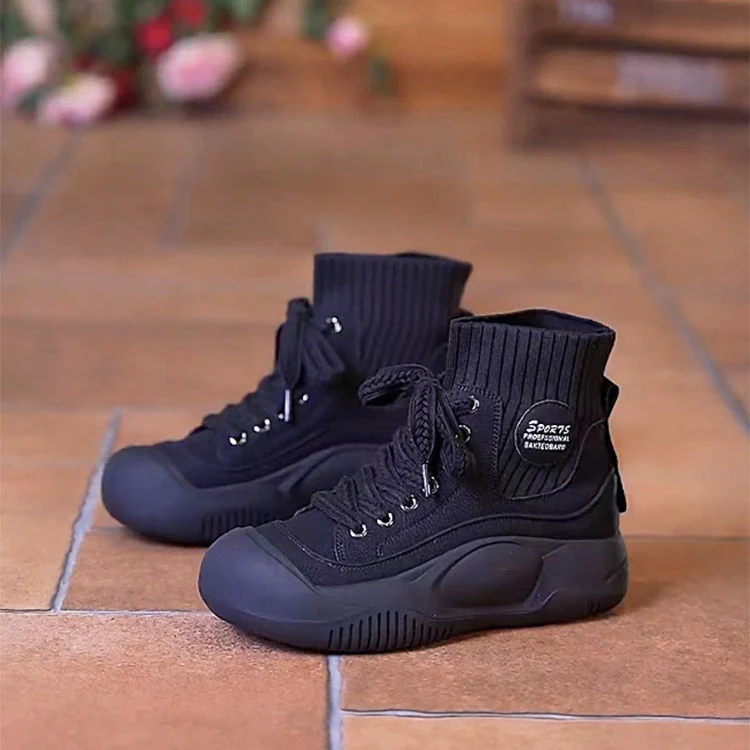 Damen sportliche High-Top Sneakers mit flexiblem Strick-Obermaterial und rutschfester Sohle Heidi Mode - Image 4