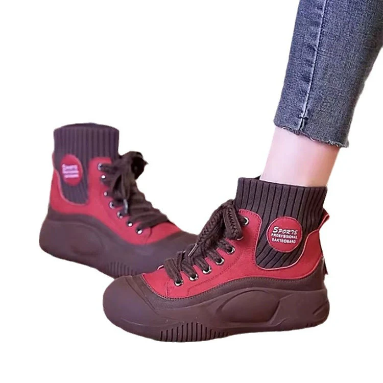 Damen sportliche High-Top Sneakers mit flexiblem Strick-Obermaterial und rutschfester Sohle Heidi Mode - Image 5