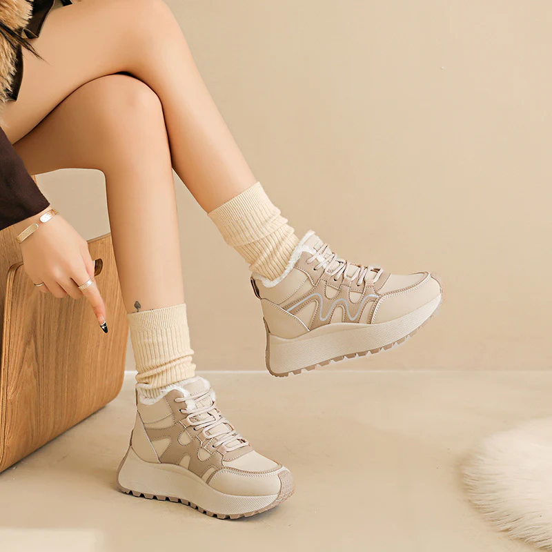 Damen sportliche High-Top Sneakers mit warmem Innenfutter und rutschfester Sohle Heidi Mode - Image 3