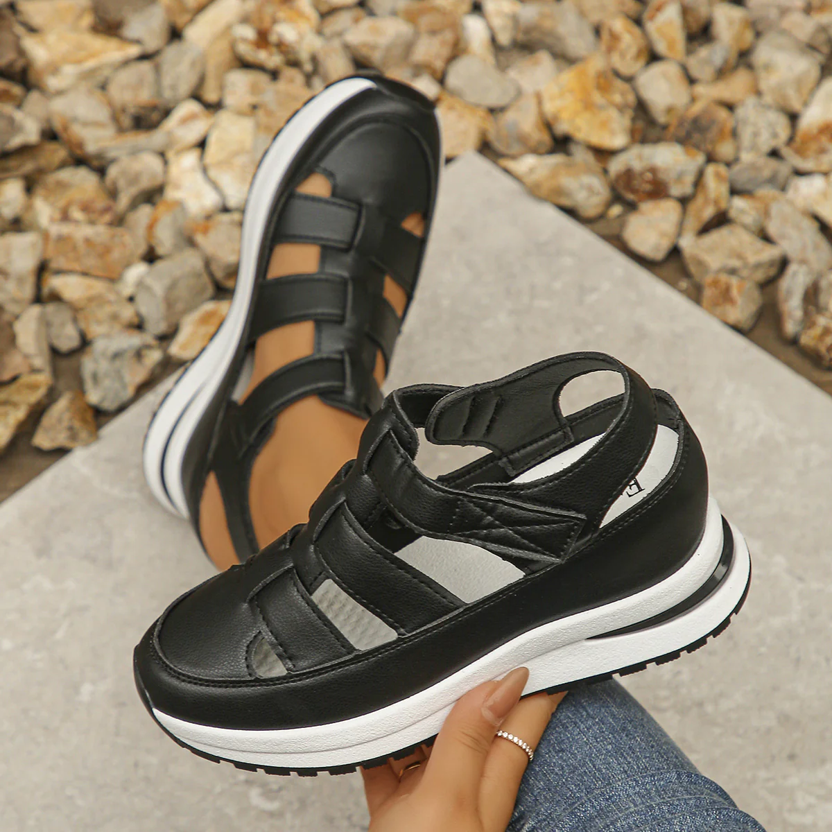 Damen Sportliche Klettsandalen mit dämpfender Sohle und atmungsaktiver Struktur Heidi Mode - Image 4