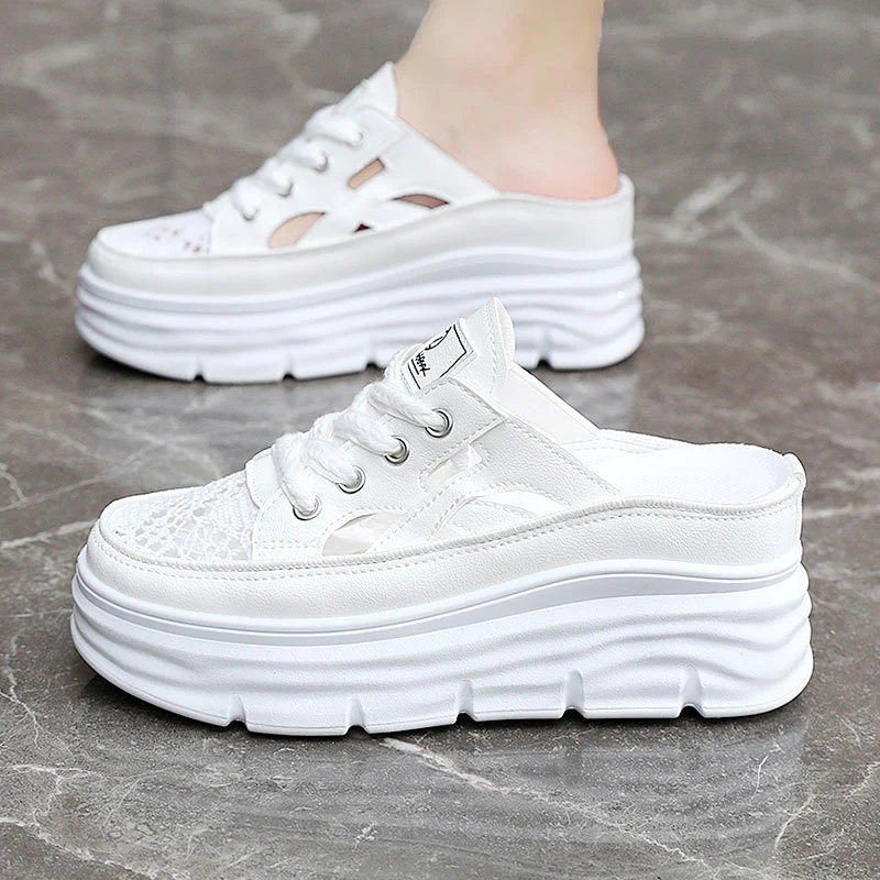Damen Sportliche Plateau-Sneaker mit atmungsaktiver Mesh-Oberfläche Heidi Mode - Image 4