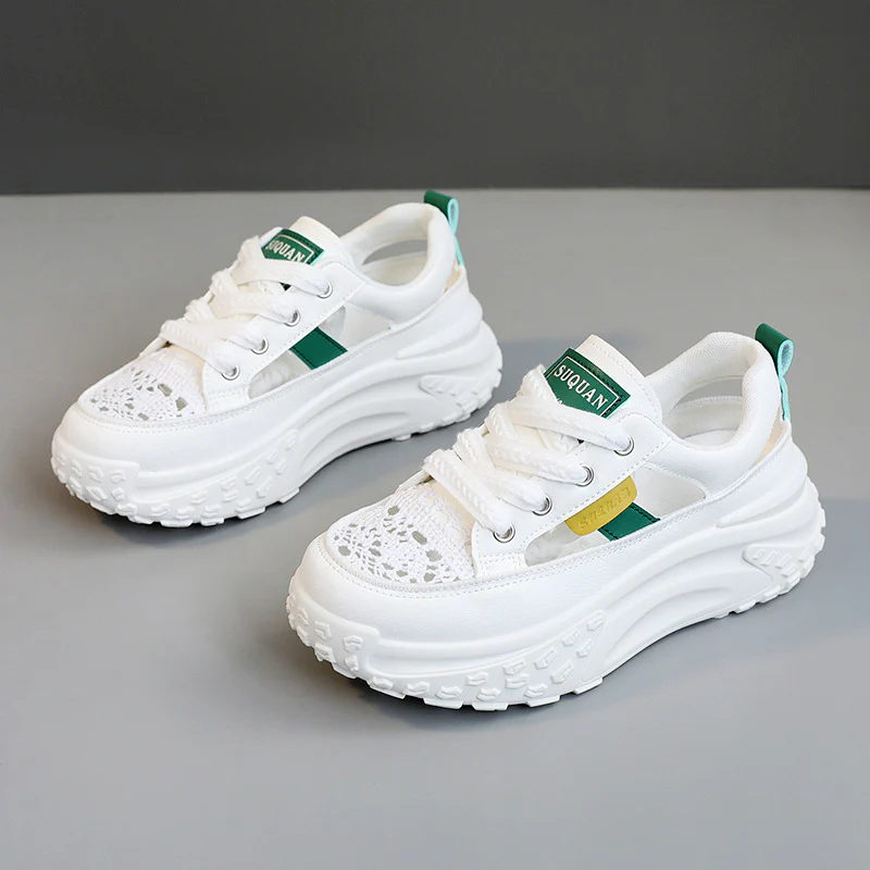 Damen Sportliche Plateau-Sneaker mit atmungsaktiver Oberflächenstruktur und modischem Design Heidi Mode - Image 7