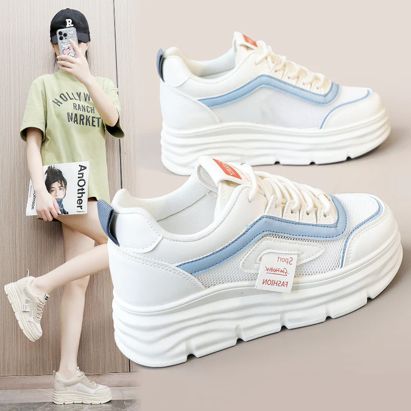 Damen Sportliche Plateau Sneakers mit atmungsaktivem Obermaterial und modischem Design Heidi Mode - Image 2