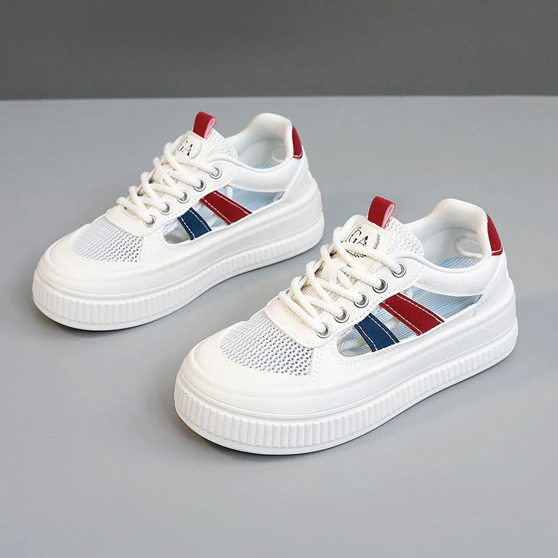 Damen Sportliche Plateau Sneakers mit atmungsaktiver Mesh-Konstruktion und rutschfester Laufsohle Heidi Mode - Image 7