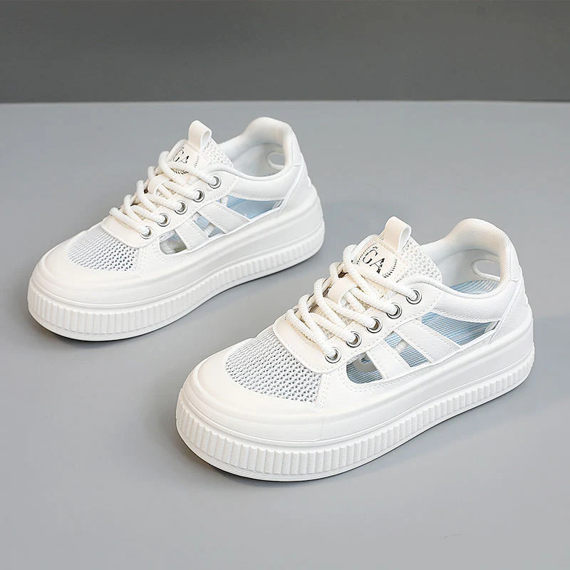Damen Sportliche Plateau Sneakers mit atmungsaktiver Mesh-Konstruktion und rutschfester Laufsohle Heidi Mode - Image 8