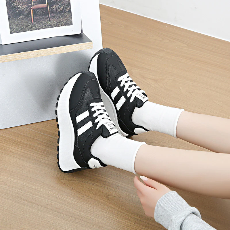 Damen sportliche Plateau Sneakers mit atmungsaktiver Mesh-Oberfläche Heidi Mode - Image 4