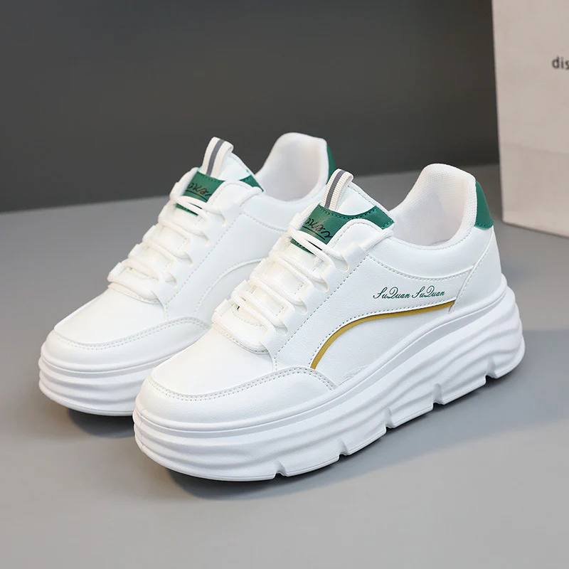 Damen Sportliche Plateau Sneakers mit atmungsaktiver Oberflächenstruktur und dämpfender Laufsohle Heidi Mode - Image 7