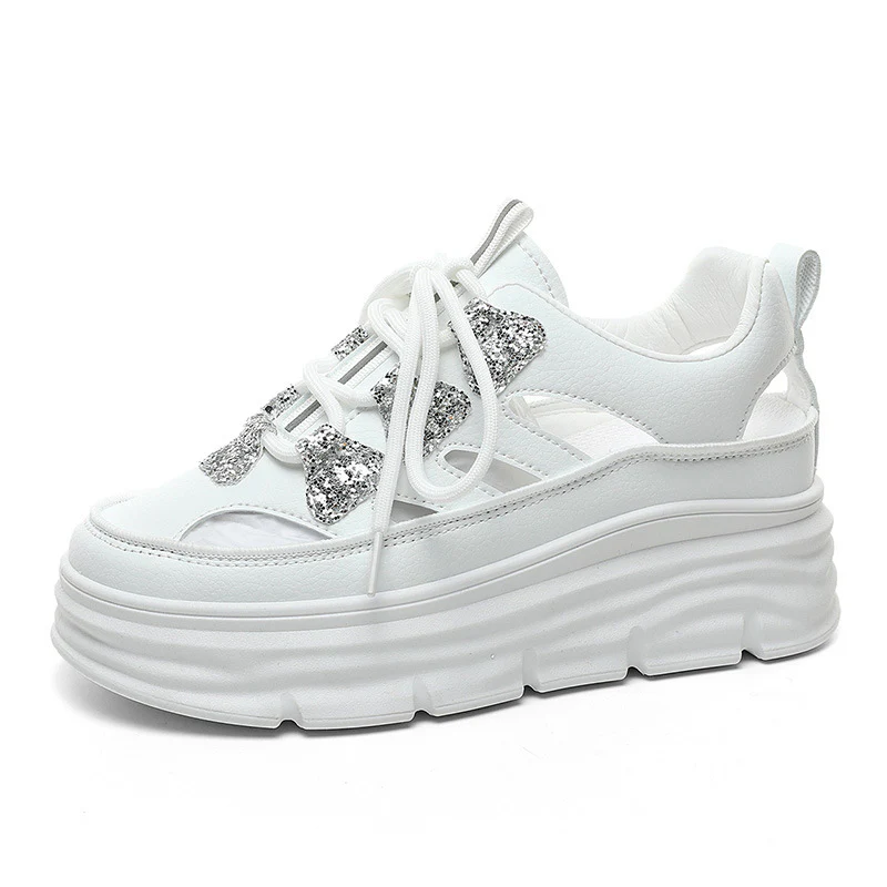 Damen Sportliche Plateau-Sneakers mit funkelnden Akzenten und trendigem Design Heidi Mode - Image 5