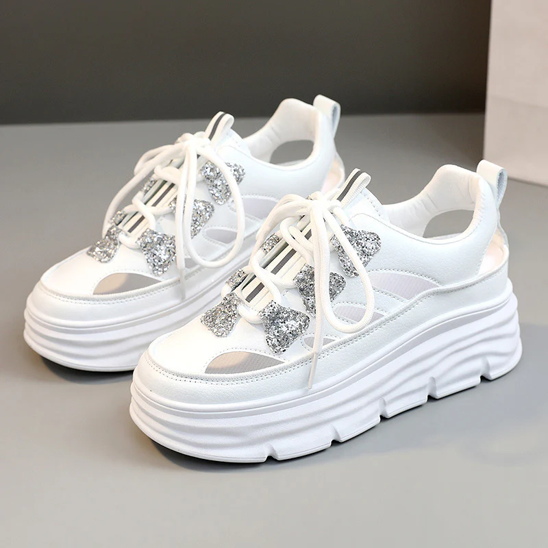 Damen Sportliche Plateau-Sneakers mit funkelnden Akzenten und trendigem Design Heidi Mode - Image 8