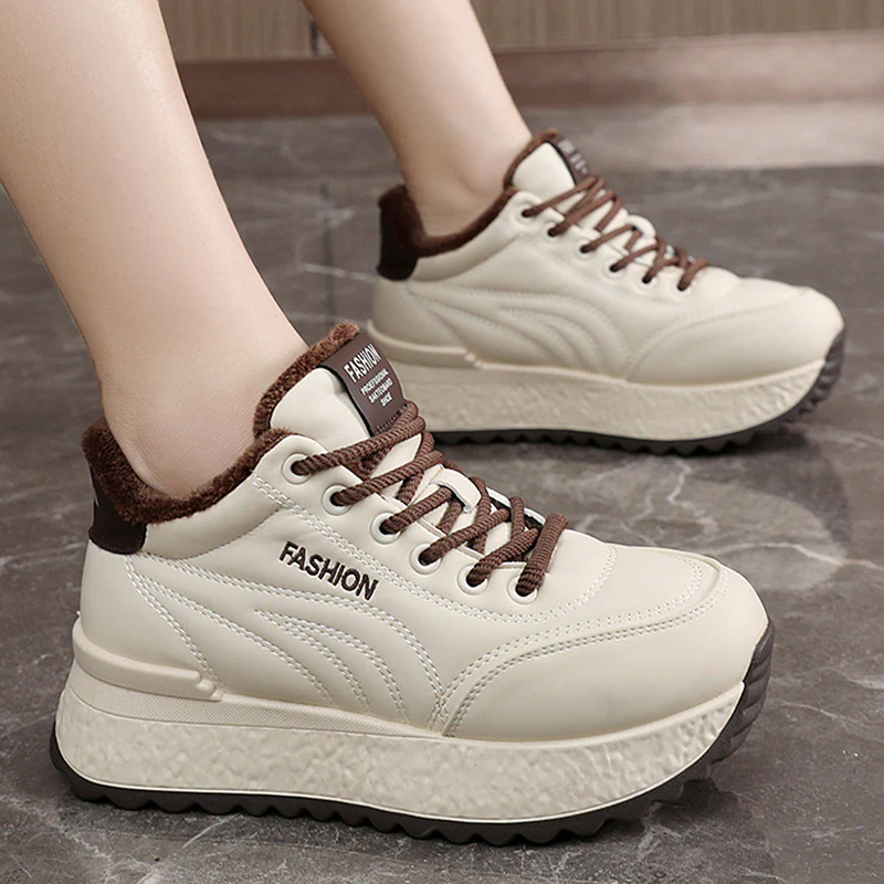 Damen sportliche Plateau Sneakers mit kuscheligem Innenfutter und rutschfester Laufsohle Heidi Mode - Image 4