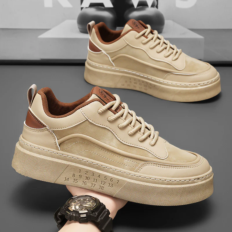 Damen Sportliche Plateau Sneakers mit robustem Lederoberteil und modischem Design Heidi Mode - Image 3