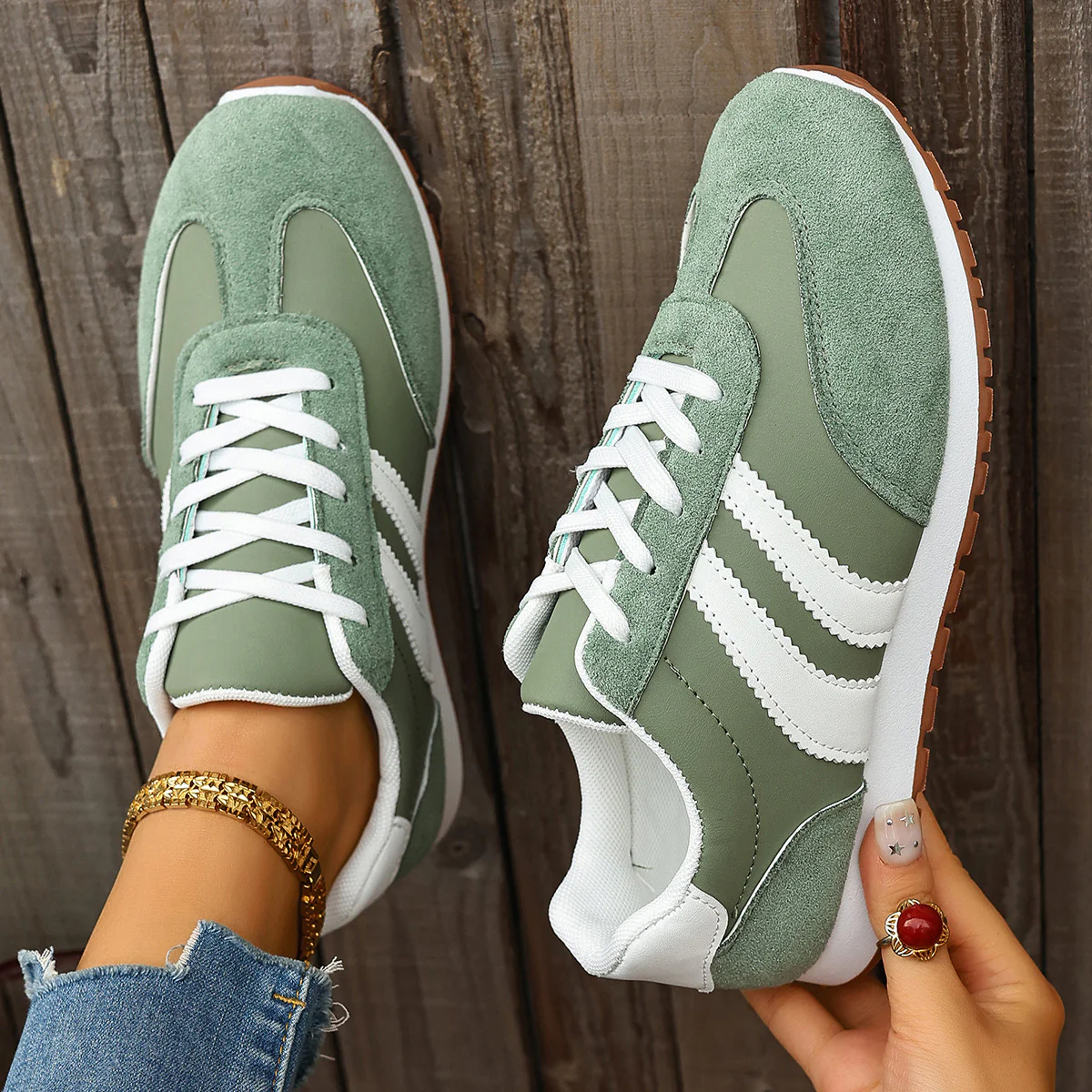 Damen Sportliche Retro-Sneaker mit atmungsaktivem Obermaterial und weicher Dämpfung Heidi Mode - Image 3