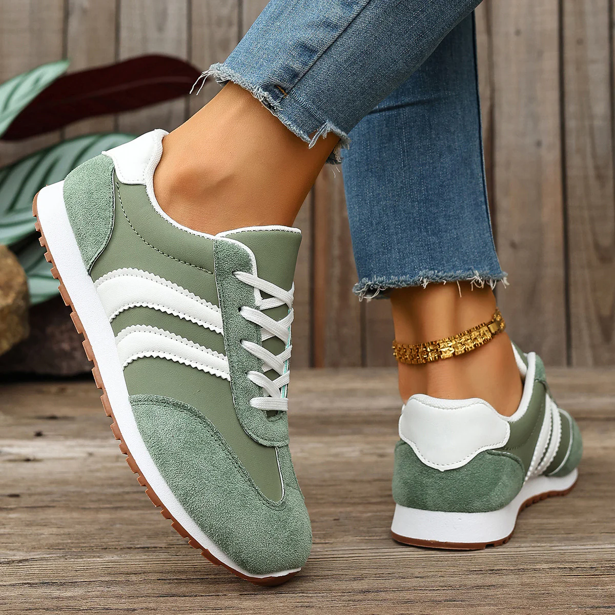Damen Sportliche Retro-Sneaker mit atmungsaktivem Obermaterial und weicher Dämpfung Heidi Mode - Image 4
