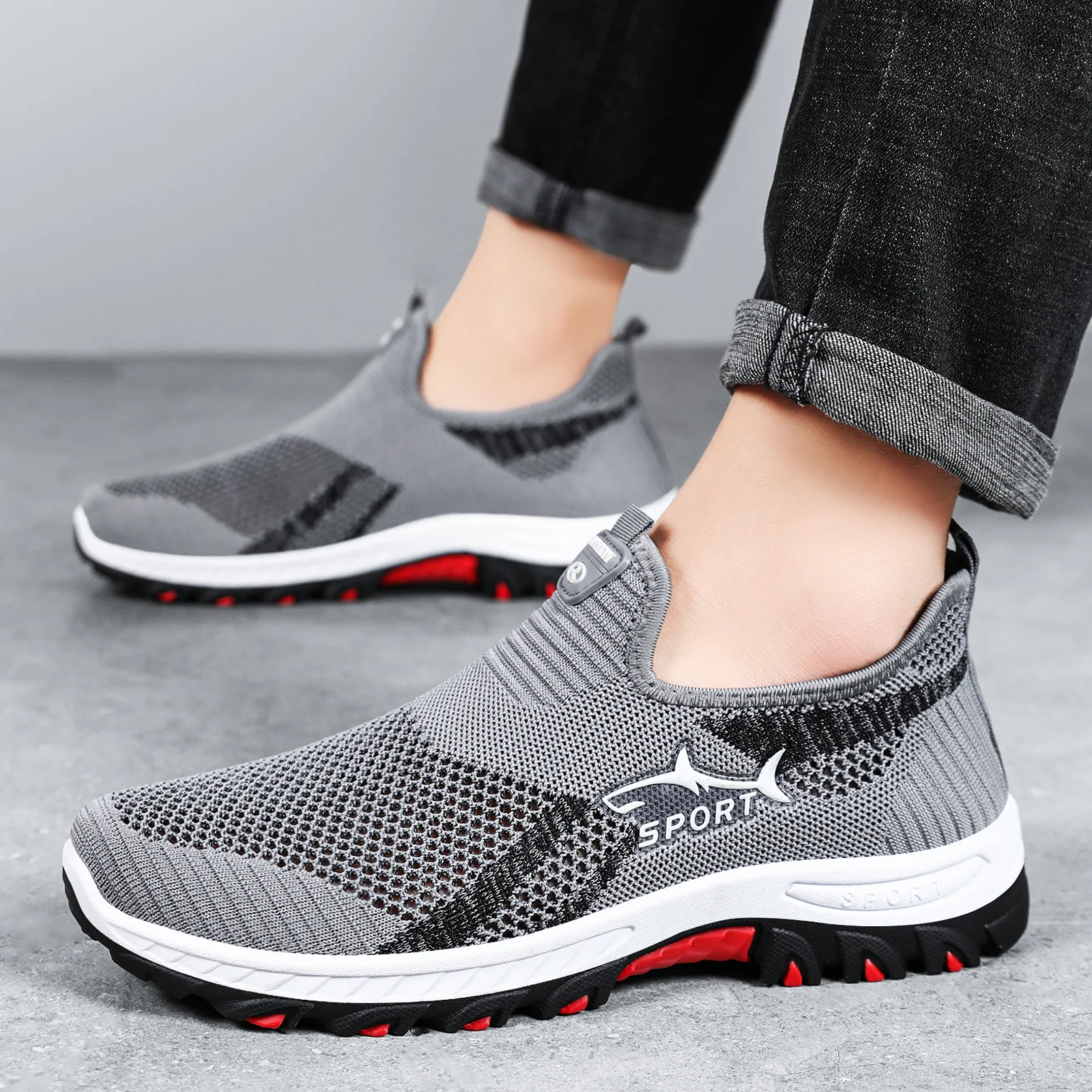 Damen Sportliche Slip-On Sneakers mit atmungsaktivem Strickdesign Heidi Mode - Image 4