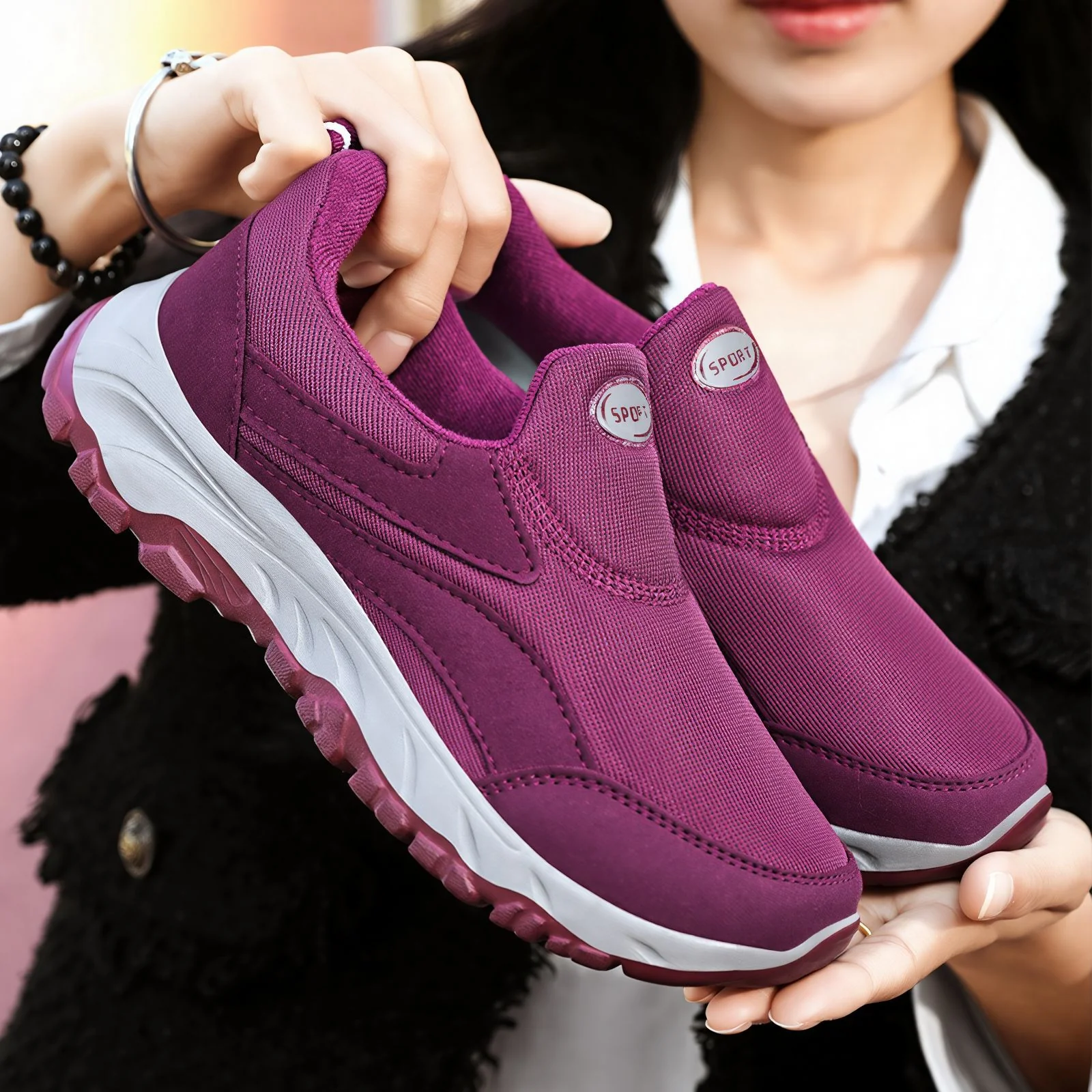 Damen Sportliche Slip-On Sneakers mit dämpfender Laufsohle Heidi Mode - Image 2