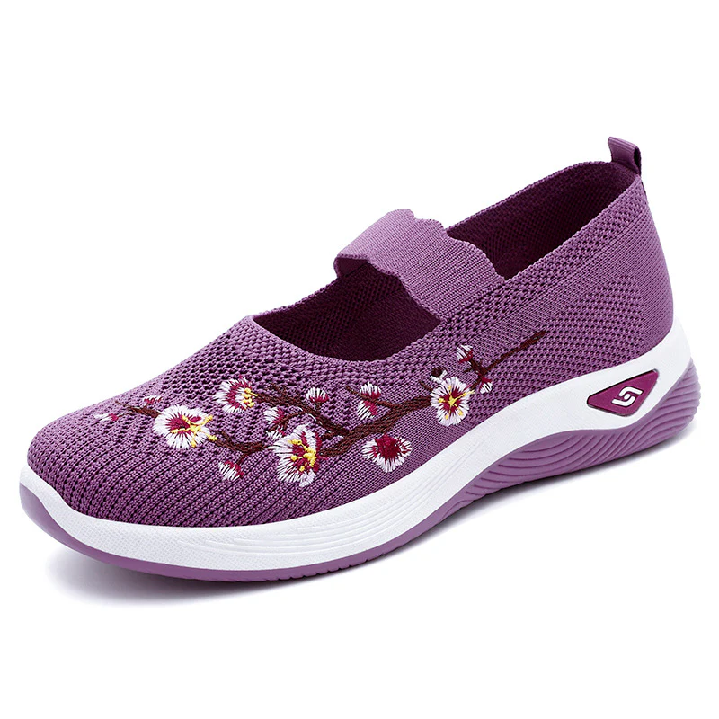 Damen Sportliche Slip-On Sneakers mit floralem Stickdesign Heidi Mode - Image 5